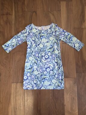 Lilly Pulitzer Printed Shift Dress Size Large | Blue & Green Beachy Print